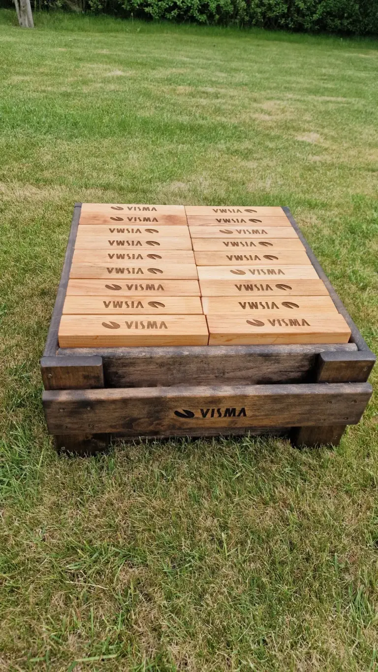 Janga su Jūsų įmonės logotipu, lauko žaidimai, Mediniai žaidimai, dovana kolektyvui, dovana įmonei, verslo dovana