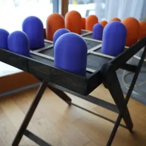 Medžio Karma gobblet 3D kryžiukai – 3x3 tinklelis su trimis figūrų dydžiais, gaminamas Lietuvoje