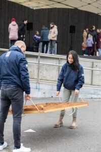 Outdoor Games Festival in Šiauliai, Lithuania: people playing large wooden games, photo 14