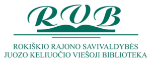 Rokiškio Juozo Keliuočio viešosios bibliotekos logotipas – bibliotekai pagamintas lauko žaidimas Žiedų mėtymas