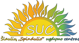 Šiaulių „Spindulio“ ugdymo centro logotipas – centrui pagaminti mediniai lauko žaidimai Skraidančios šaškės, Ketvirtas eilėje, Žvejyba ir Korys